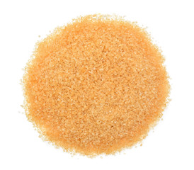 Top view of Heap of brown sugar isolated on white