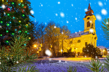Fototapeta premium Catholic church in the Christmastime