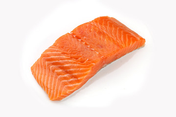 salmon steak red fish on white background