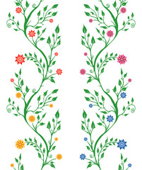 Obraz premium Pattern of branch, flowers and leaves on light background