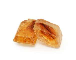 Caramelized sugar isolated on white background