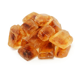 Caramelized sugar isolated on white background
