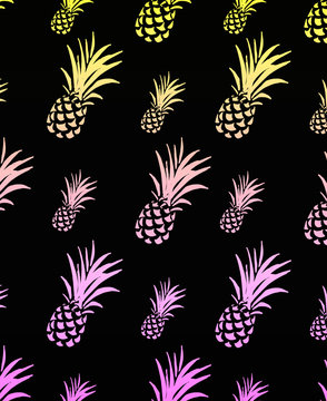 Pineapple pattern on black background.
