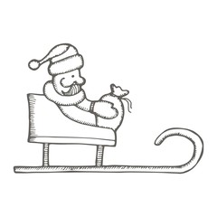 Santa Claus in a sleigh drawing