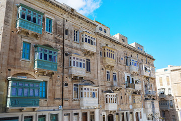 Fototapeta na wymiar Balconies in Malta