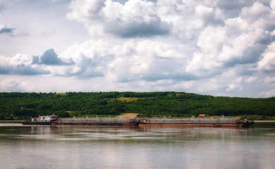 Fototapeta na wymiar Barges on Danube river 