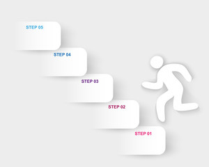 Silhouette of a man running up the stairs, vector infographics