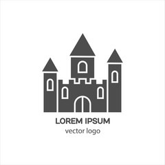 Castle, fortress, medieval castle vector logo.