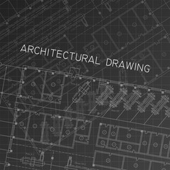 Architectural drawing. Architectural plan in vector on a black background.