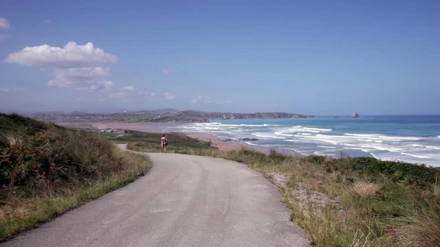 View of the Cantabrian sea from hill path