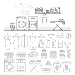 A large set of laundry icons.