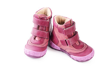 Baby autumn shoes isolated on a white background