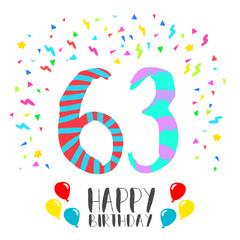 Happy Birthday for 63 year party invitation card