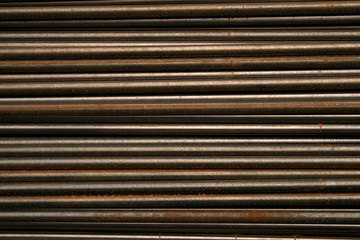 Black metal pipe steel sort stacked, radial effect