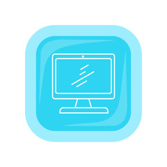 Desktop Computer Icon Button Isolated on White