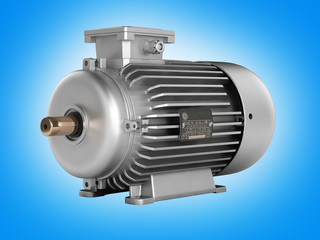 Electric motor on blue gradient background 3d