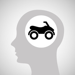 head silhouette quad bike extreme sport vector illustration eps 10