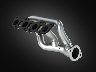 Obraz premium exhaust manifold isolated on black gradient background 3d