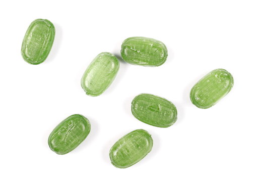 green candies isolated on white background