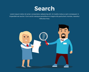 Searching Concept Banner Flat Vector Illustration