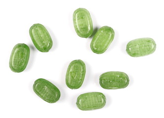 green candies isolated on white background