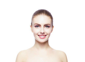 Beauty portrait of a young woman on white