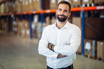 Fototapeta na wymiar Logistics manager posing in warehouse