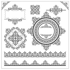 Set of vintage borders, frames and elements for invitation or greeting card
