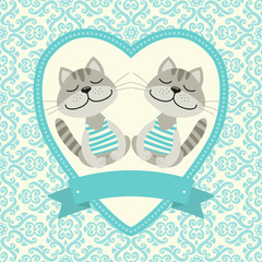 Template greeting card or invitation with kittens