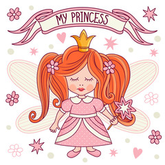 Little Princess. Template greeting card or invitation