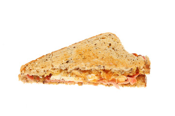 Fried egg and bacon sandwich