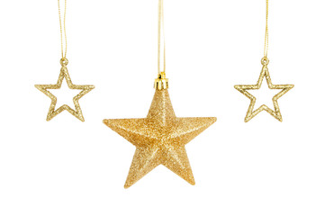 Fototapeta na wymiar Three gold Christmas stars