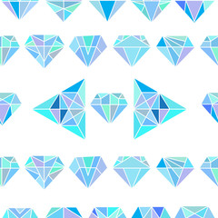 Seamless colorful abstract pattern with crystals on white background