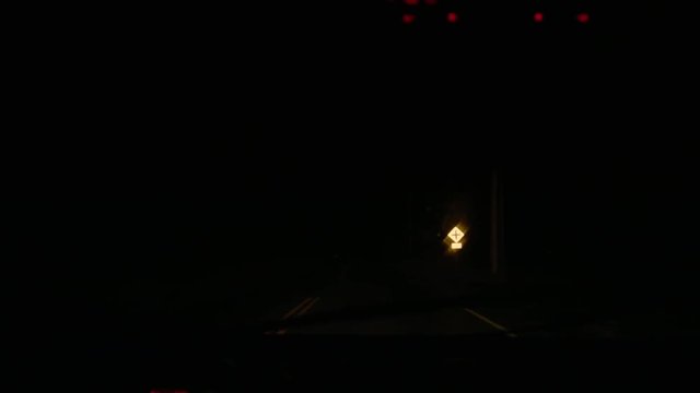 Bumpy Night Driving On Very Dark Road