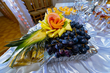 Delicious fruits on celebratory table