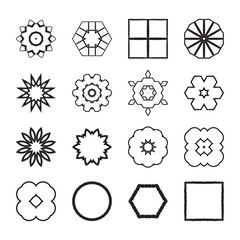 Vector logo design templates and patterns. Abstract icons in grunge style. Set of creative hand drawn, doodle, ink symbols isolated on white.