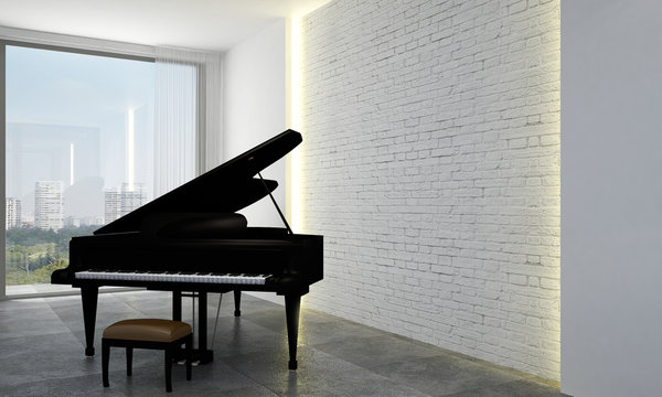 Loft living room and the piano 