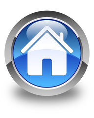 Home icon glossy blue round button