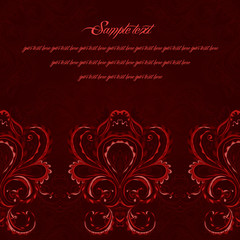 Dark victorian greeting card. Vibrant red color.