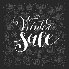 winter sale  handwritten lettering inscription holiday phrase