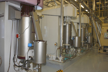 Chocolate factory production equipment in workshop