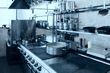 Professional kitchen interior, toned