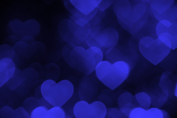 dark blue heart bokeh background photo, abstract holiday backdrop