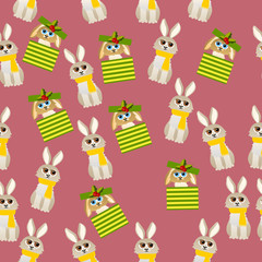 Naklejka premium cute rabbit with scarf