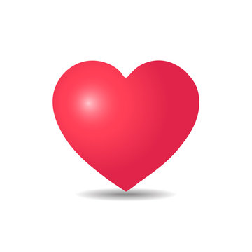 Valentine's Day. Red heart on white background vector illustration