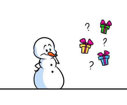 Christmas snowman character gift selection cartoon illustration isolated image