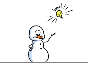 Christmas snowman character bulb creative idea cartoon illustration isolated image