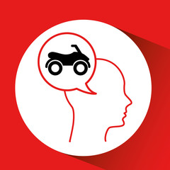 head silhouette quad bike extreme sport vector illustration eps 10