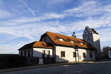 Fototapeta na wymiar Renaissance Water tower in Market square, Tabor, Czech Republic