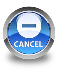 Cancel glossy blue round button